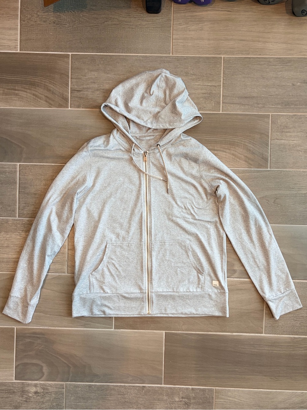 Vuori Light Gray Zip-Up Hoodie Jacket